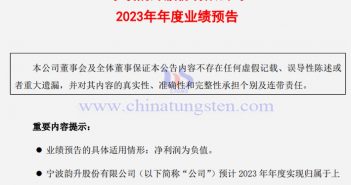 寧波韻升2023年業(yè)績預計公告