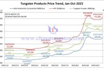 Tungsten Price Trend from January to October 24, 2025