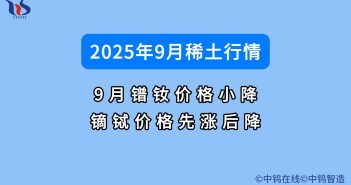 2025年9月鐠釹價(jià)格小降,鏑鋱價(jià)格先漲后降 2025年9月稀土市行情如何